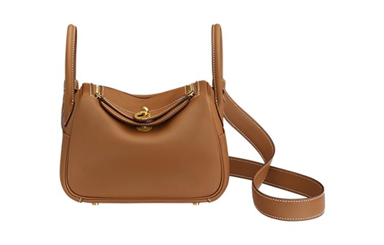 Hermes Hermes Lindy Swift Calfskin Handbag Shoulder Bag Crossbody Bag Mini Women's 37 Gold Brown