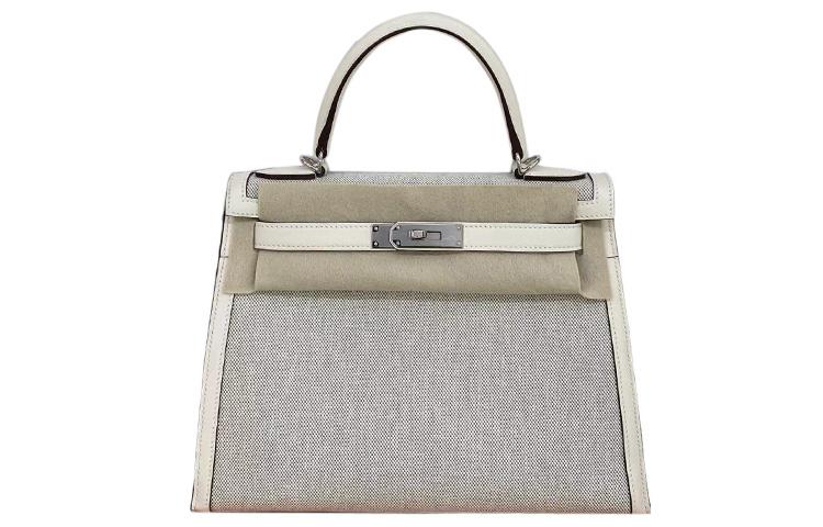 Hermes Hermes Kelly Canvas With Leather Canvas Bag Kelly Bag Shoulder Bag Crossbody Bag Handbag Regular Women's Beige
