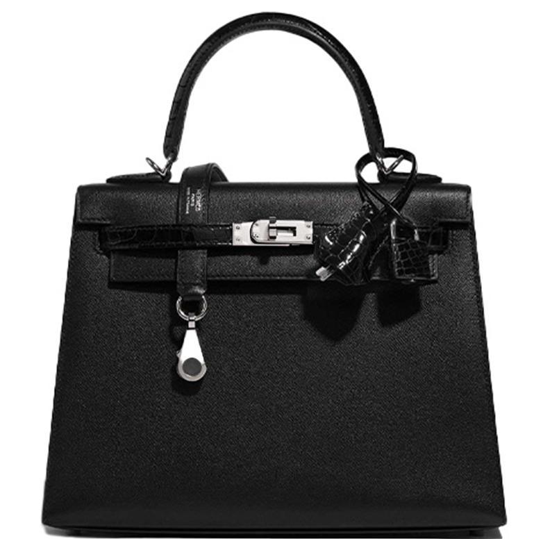 Hermes Hermes Kelly Touch Madame Leather With Nile Crocodile Leather Kelly Bag Handbag Women's Black