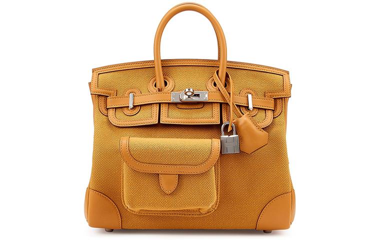 Hermes Hermes Birkin Canvas With Swif Cow Leather Birkin Bag Handbags Unisex Sand Yellow/Sesame Color