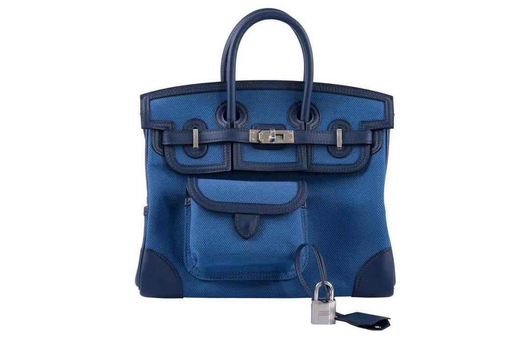 Hermes Hermes Birkin Cargo Canvas With Swift Leather Canvas Bag, Birkin Bag, Handbag Regular Unisex Navy