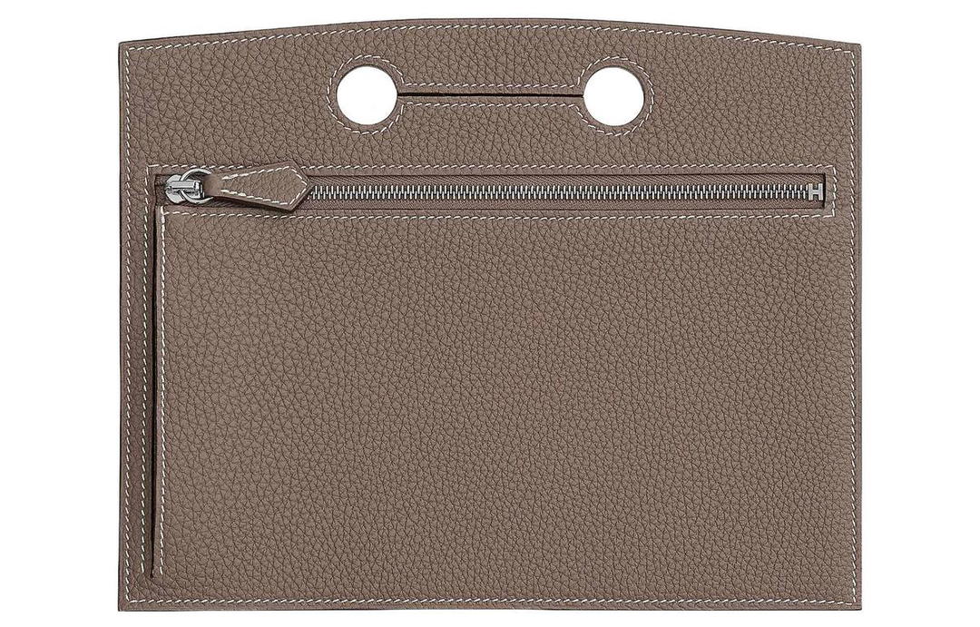 Hermes Hermes Togo Calfskin Clutch Women's 18 Gris Elephant Elephant Gray