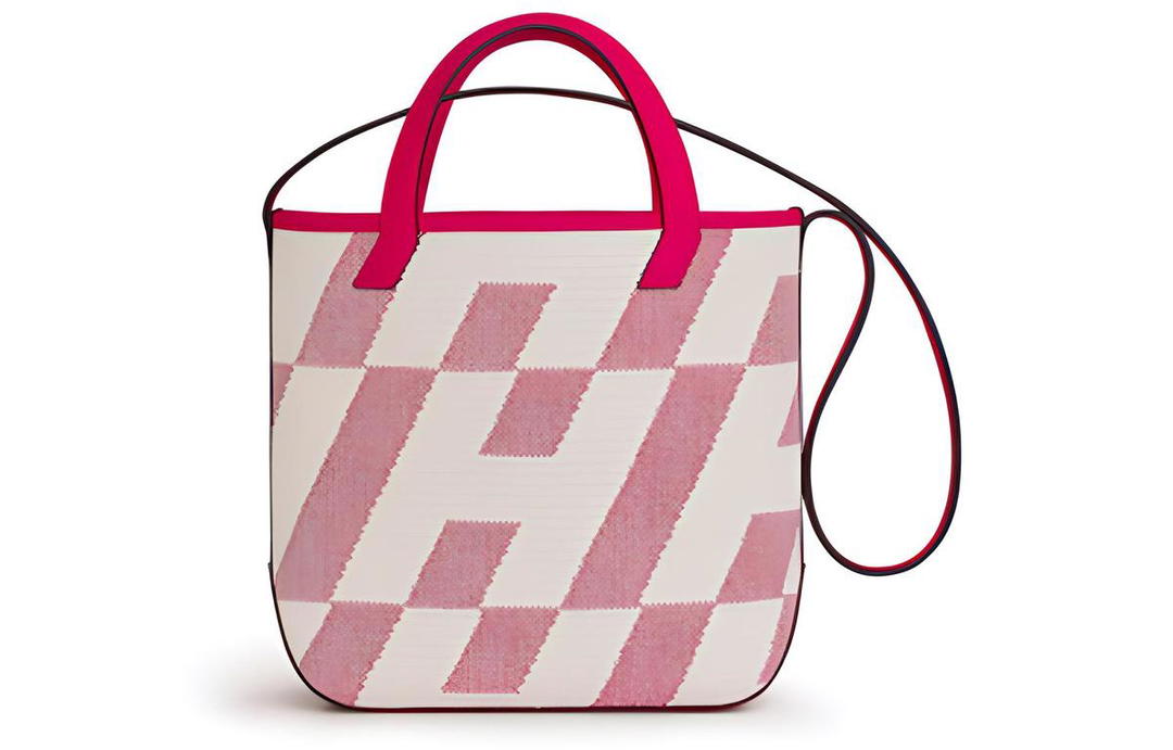 Hermes Hermes Cabas Canvas With Swift Calfskin Shoulder Bag Crossbody Bag Handbag Women's Pink