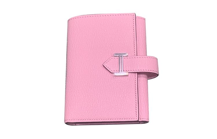 Hermes Hermes Bearn Goatskin Wallet Women's 3Q Rose Sakura Cherry Blossom Pink