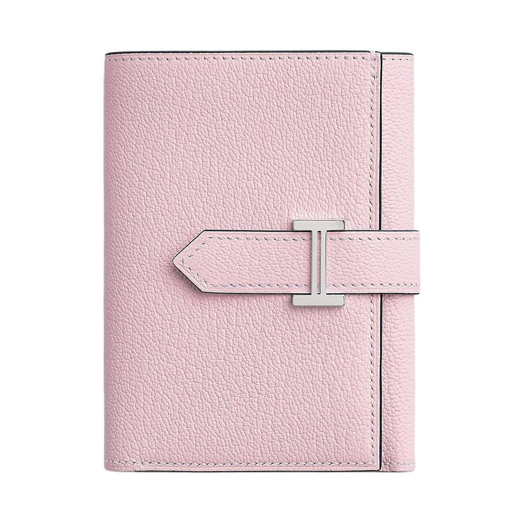 Hermes Hermes Bearn Mysore Goat Skin Wallet Women's M7Rose Darling Love Pink