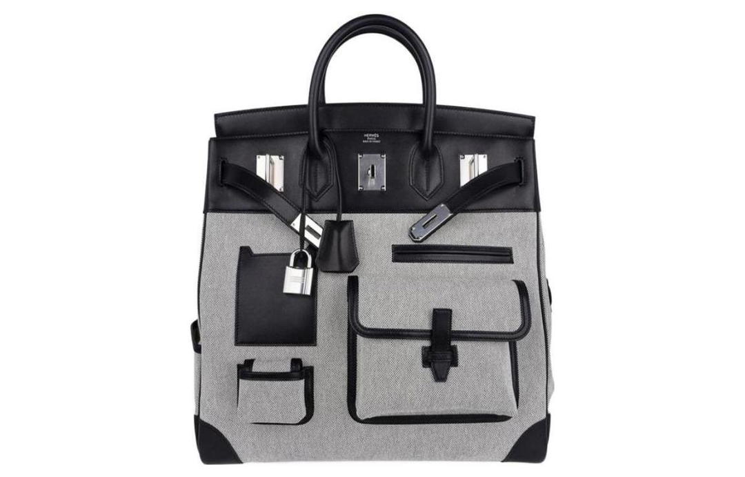 Hermes Hermes Birkin Canvas With EV Leather Canvas Bag, Birkin Bag, Handbag Regular Women's Gray