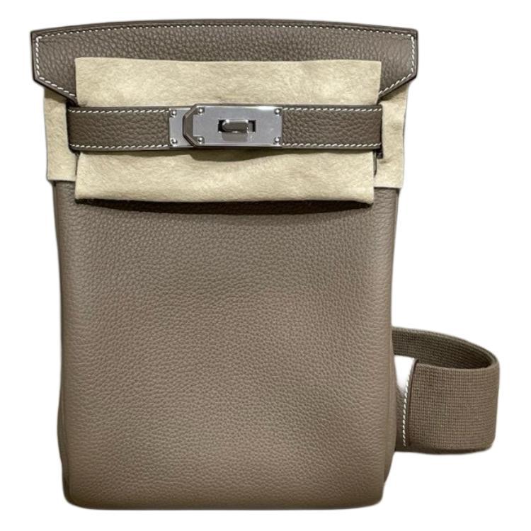 Hermes Hermes Hac A Dos Togo Calfskin Crossbody Bag Shoulder Bag Small Size Unisex 18 Etoupe Elephant Gray