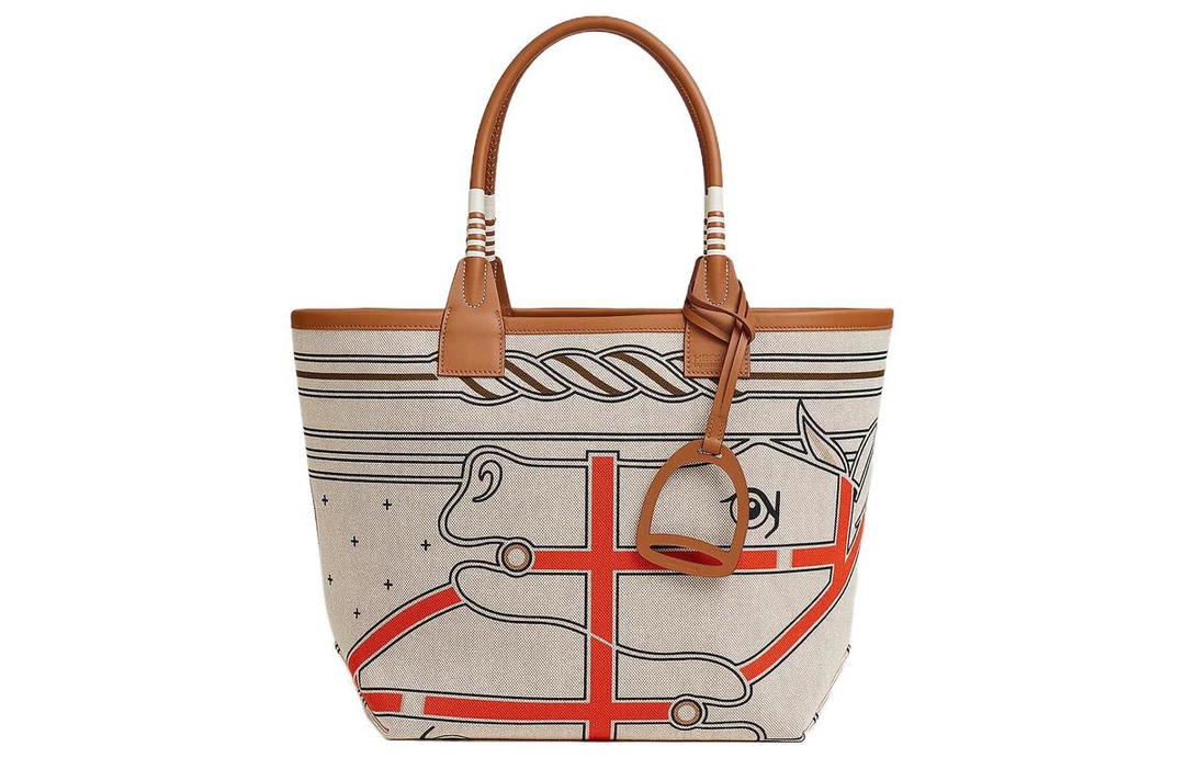 Hermes Hermes Steeple Canvas With Swift Leather Canvas Bag Handbags Women's Greige