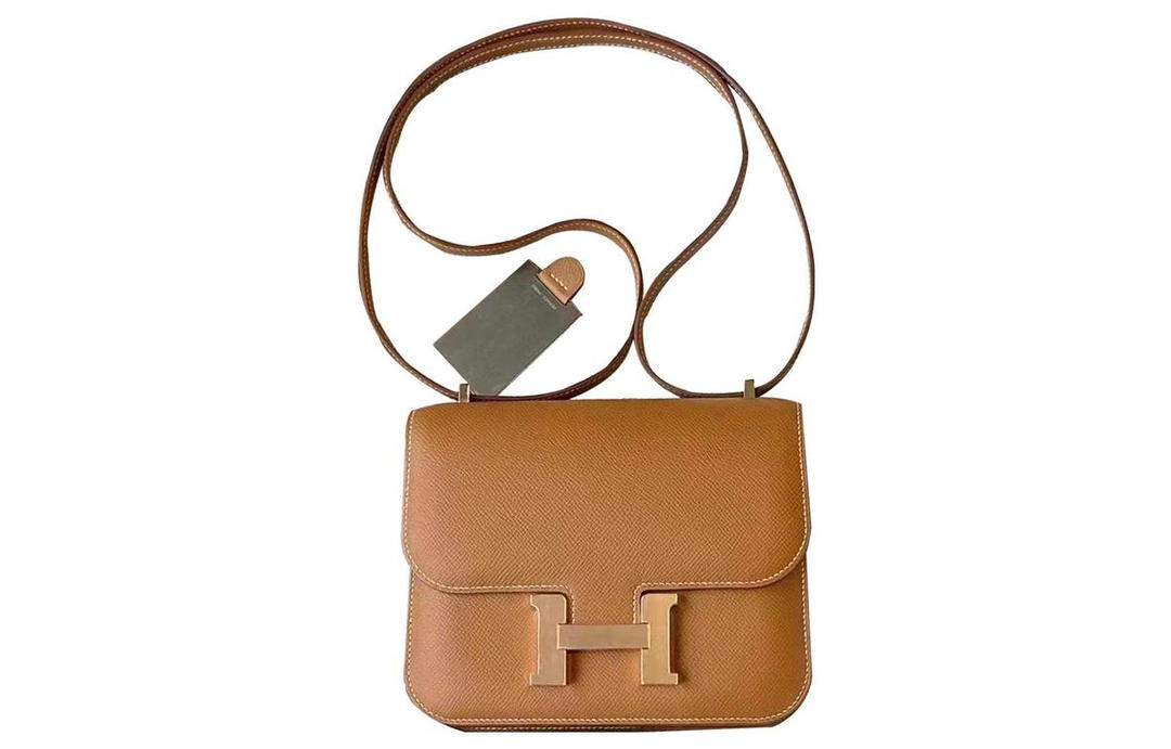 Hermes Hermes Constance Epsom Leather Shoulder Bag Crossbody Bag Mini Women's 37 Gold Gold Brown