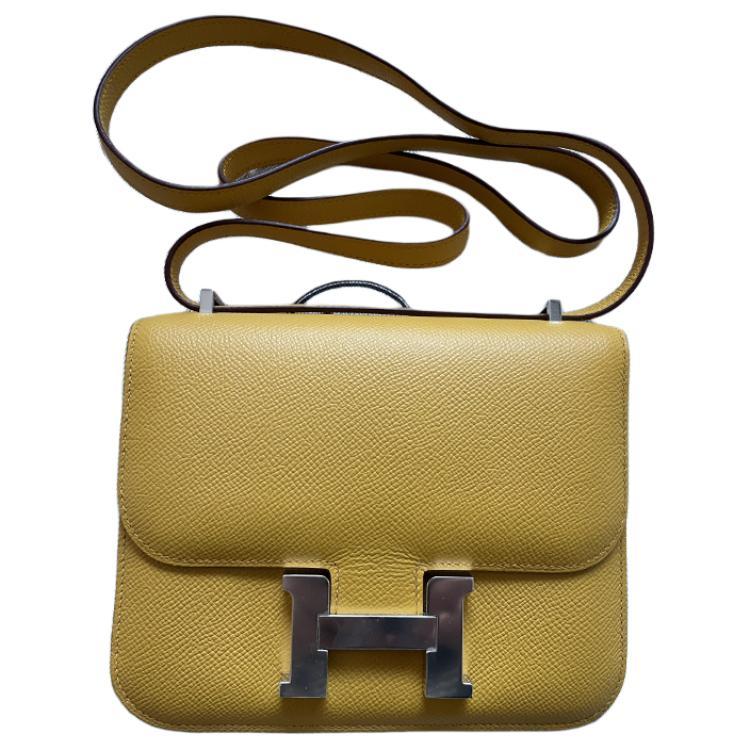 Hermes Hermes Constance Epsom Leather Shoulder Bag Crossbody Bag Mini Women's 9D Jaune Ambre Amber Yellow