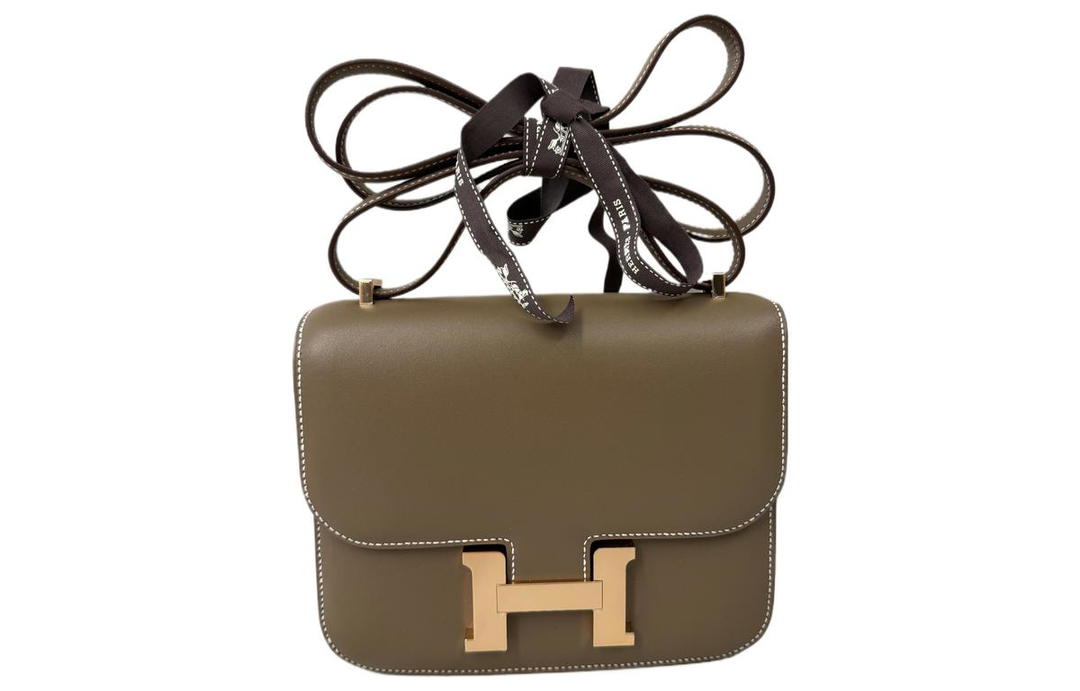Hermes Hermes Constance Tadelakt Matte Finish Box Leather Shoulder Bag Crossbody Bag Women's 18 Etoupe Elephant Gray