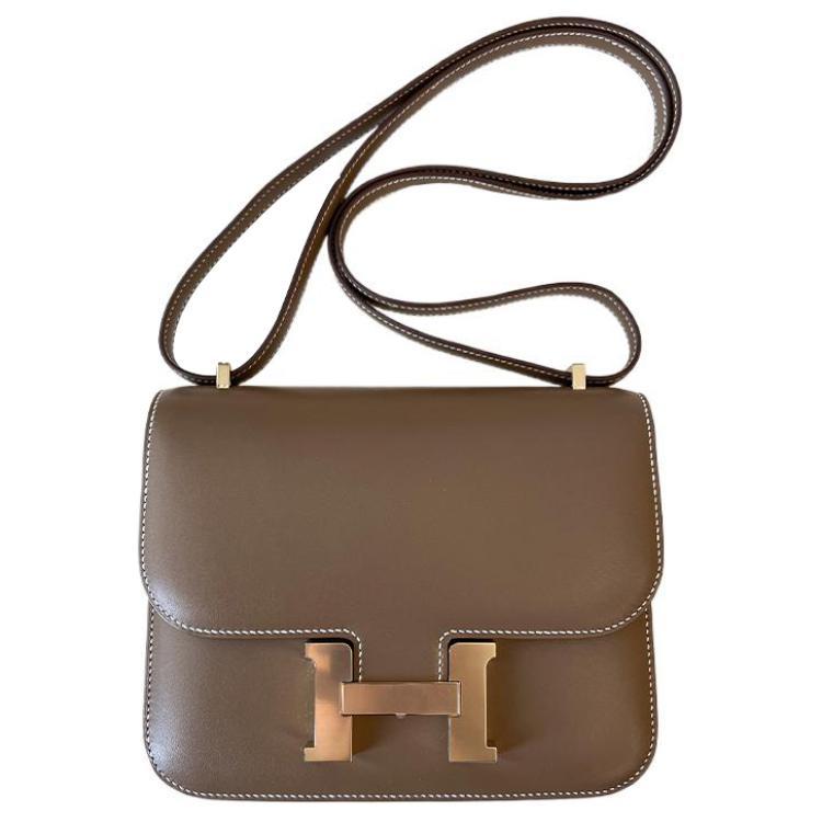 Hermes Hermes Constance Matte Finish Box Leather Shoulder Bag Crossbody Bag Women's Elephant Gray