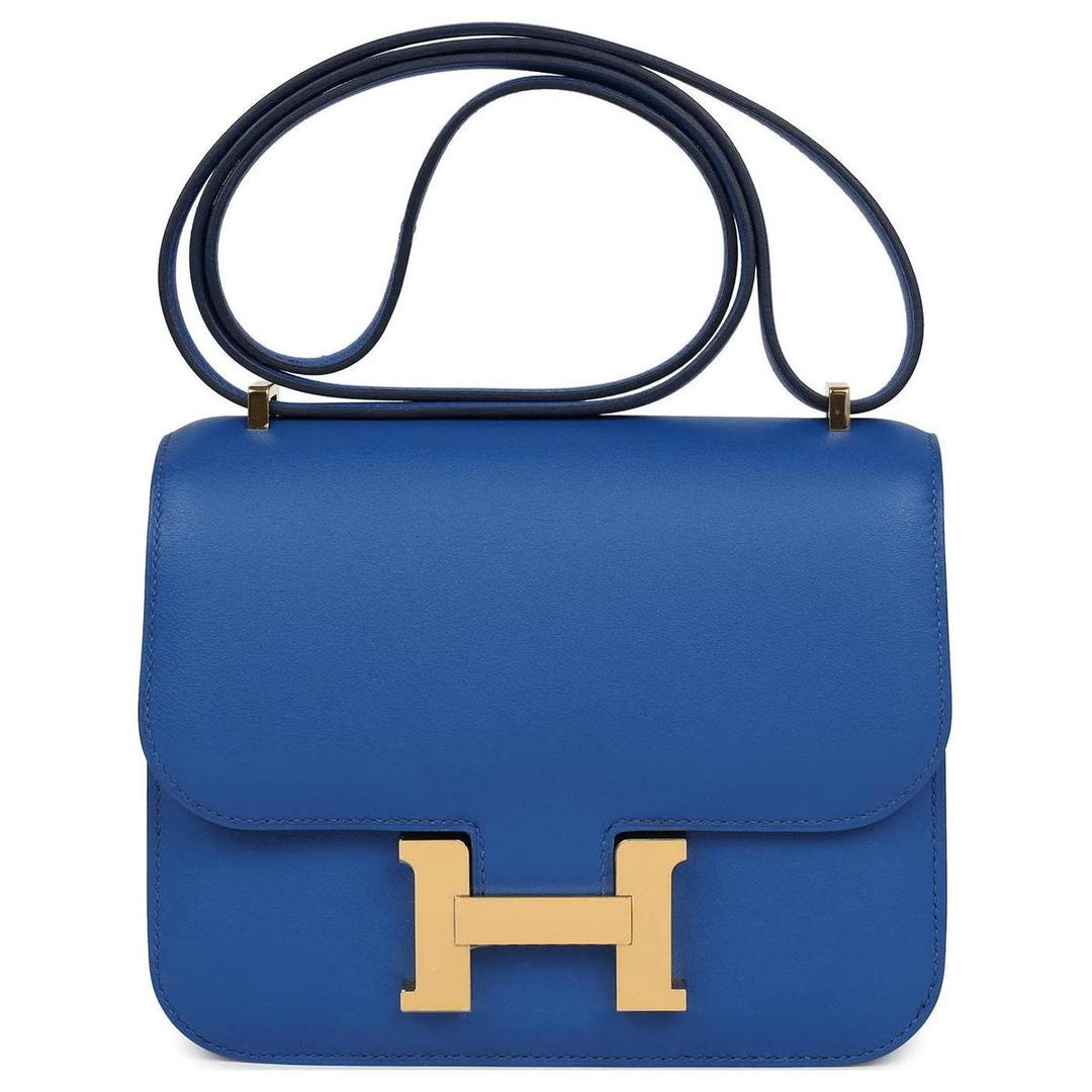 Hermes Hermes Constance Mysore Goat Skin Shoulder Bag Crossbody Bag Mini Women's 71 Bleu France French Blue