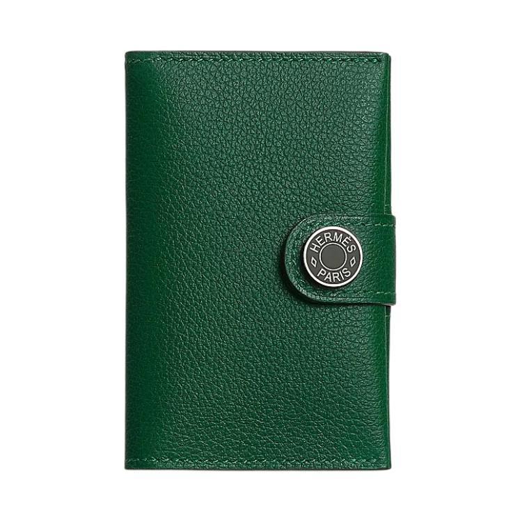 Hermes Hermes R.M.S Evercolor Calfskin Card Holder Women's Medium Green & Dark Green