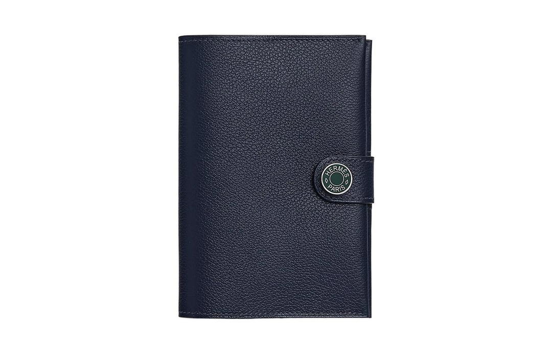 Hermes Hermes Evercolor Calfskin Passport Holder Men's Midnight Blue/Green