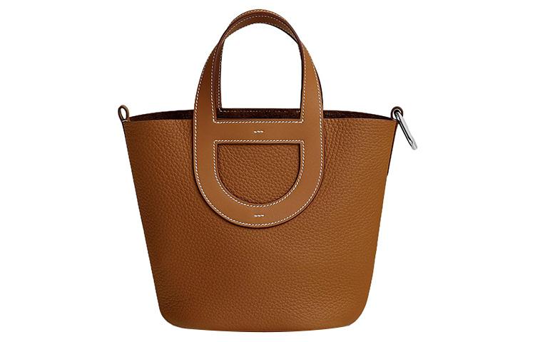 Hermes Hermes In The Loop Clemence Bullhide With Swift Calfskin Basket Bag Handbag Bucket Bag Regular Women's Gold