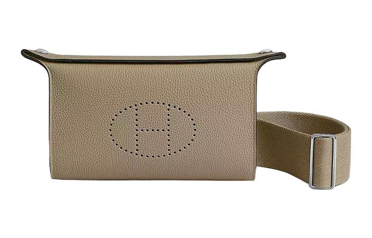 Hermes Hermes Videpoches Togo Calfskin Plate Bag Fanny Pack Shoulder Bag Crossbody Bag Unisex Malafa Beige