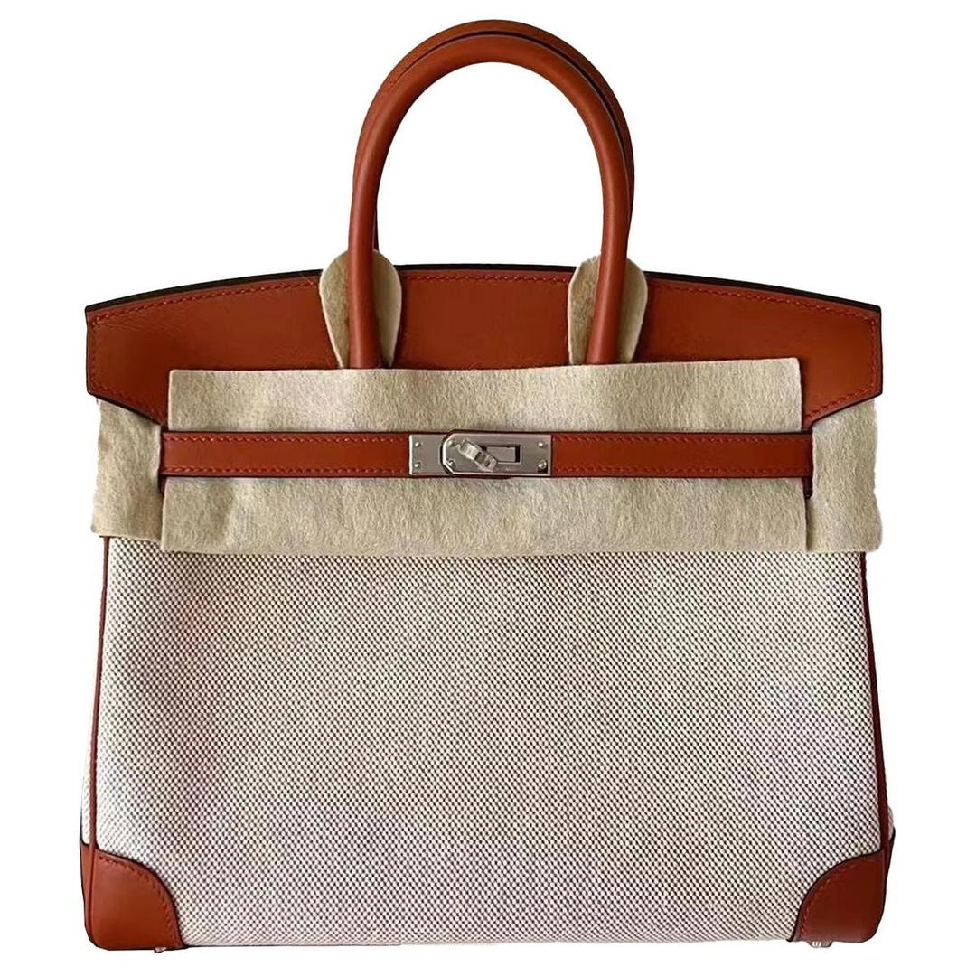 Hermes Hermes Birkin Canvas With Leather Canvas Bag Handbags Women's 6C Pumpkin