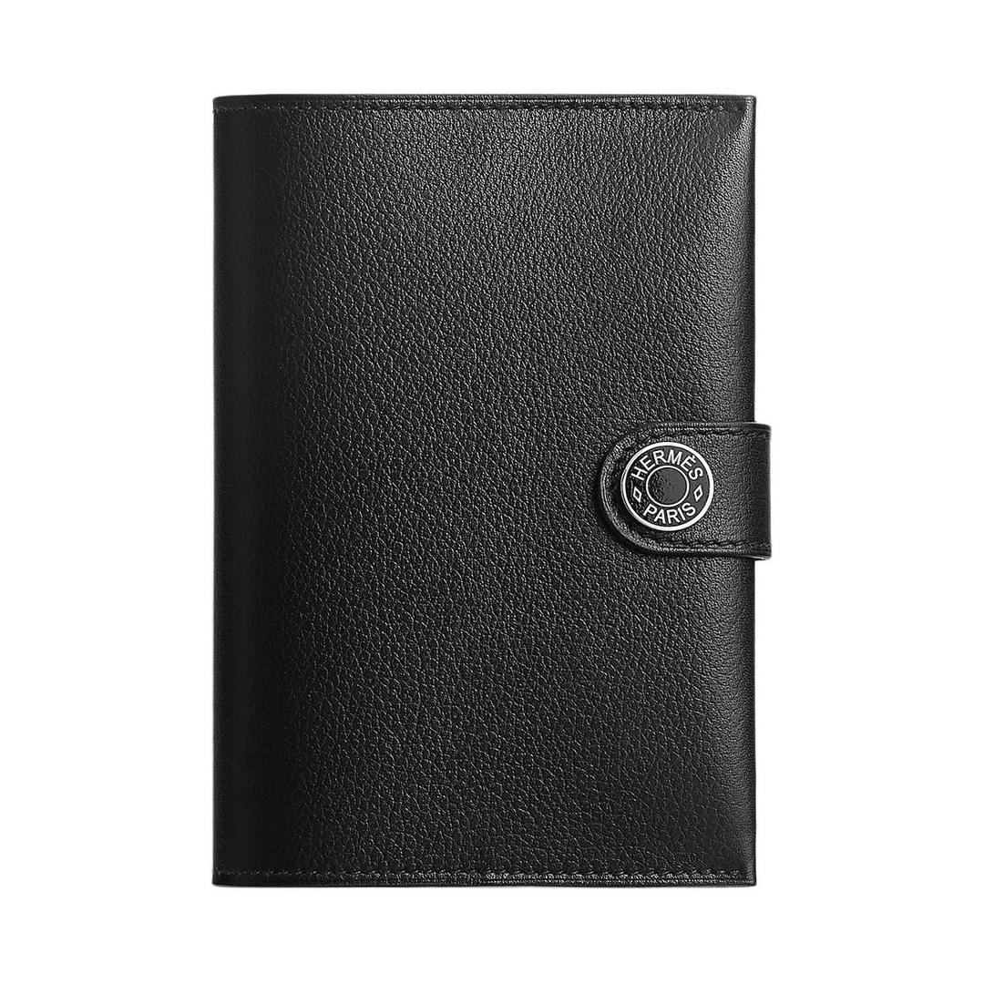 Hermes Hermes R.M.S Evergrain Calfskin Passport Holder Men's Noir Black