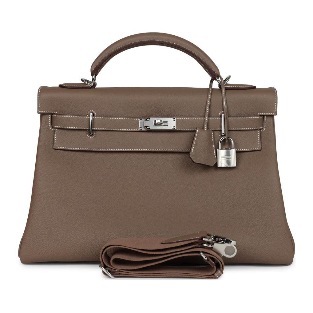 Hermes Hermes Togo Calfskin Shoulder Bag, Crossbody Bag, Handbag Regular Men's 18 Etoupe Elephant Gray
