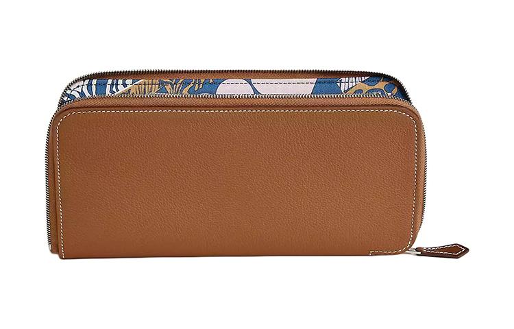Hermes Hermes Silk'In Evercolor With Barenia Calfskin Wallet Women's Gold Marine Blue 0S Vert Fizz Bubble Green