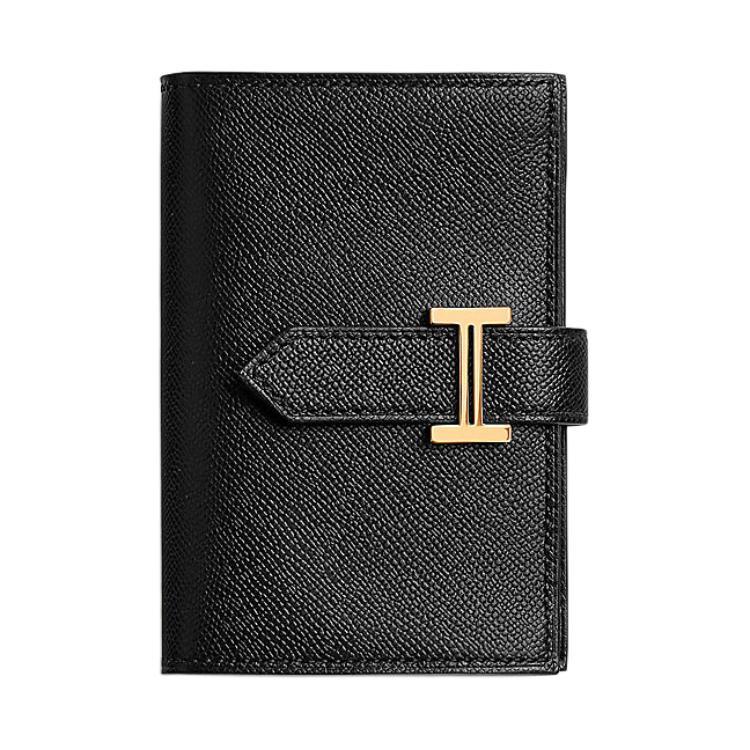Hermes Hermes Bearn Madame Calfskin Wallet Mini Women's 89 Noir Black