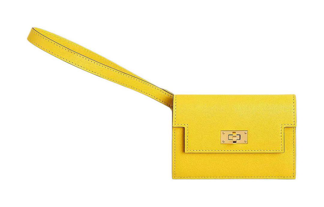 Hermes Hermes Kelly Pocket Chamkila Goat Skin Clutches Wallets Women's 9O Jaune De Naples Naples Yellow