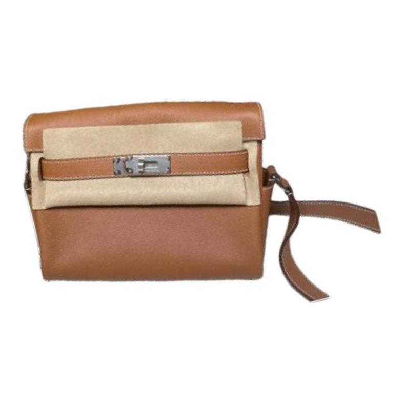Hermes Hermes Kelly Messenger Evercolor Leather Shoulder Bag Crossbody Bag Small Size Unisex 37 Gold Gold Brown