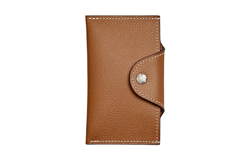 Hermes Hermes Evercolor Calfskin Card Holder Women's 37 Gold Gold Brown
