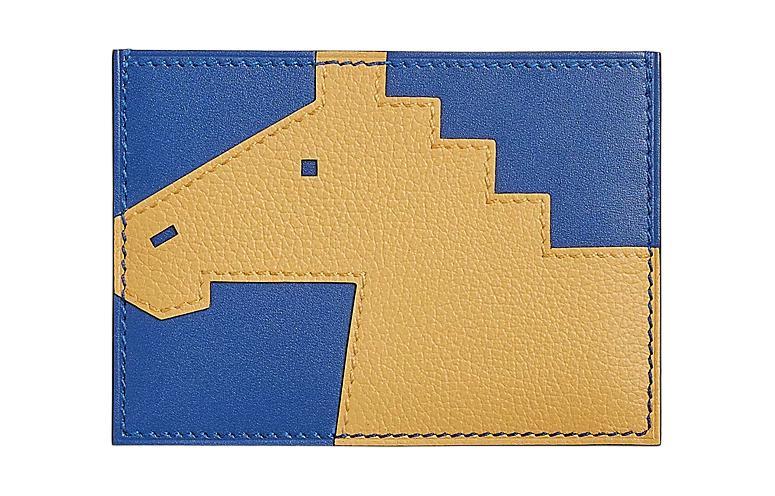 Hermes Hermes Evercolor With Tadelakt Calfskin Card Holder Women's Electric Blue & Sunshine Gold