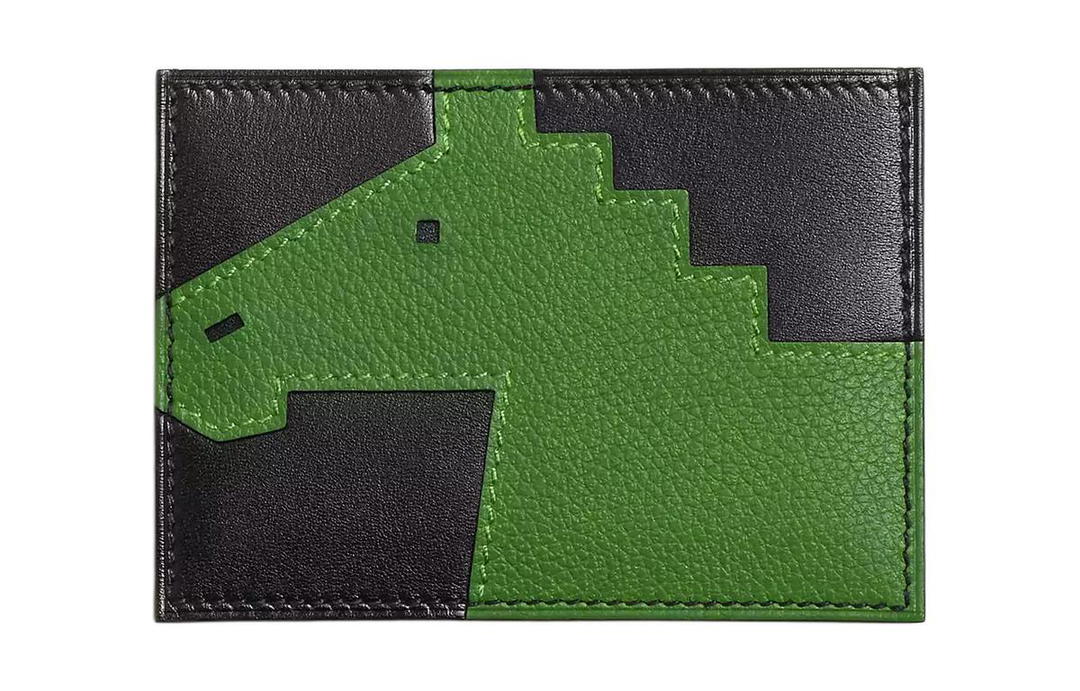 Hermes Hermes Evercolor With Tadelakt Calfskin Card Holder Women's Black/Textured Green
