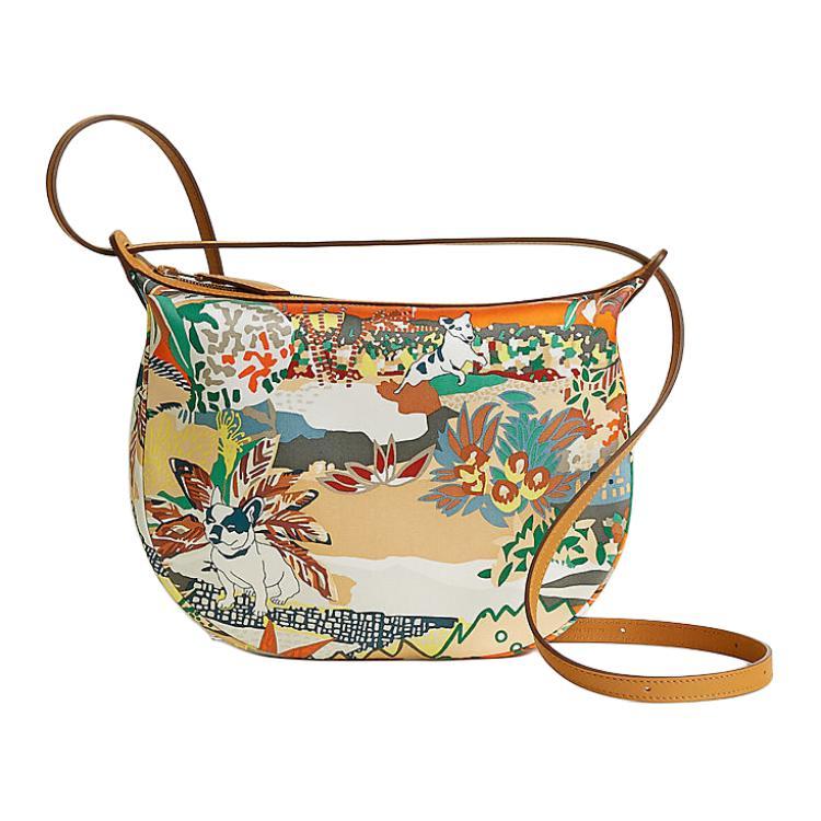 Hermes Hermes Swift Calfskin Crossbody Bag Shoulder Bag Women's Orange/Gray/Beige