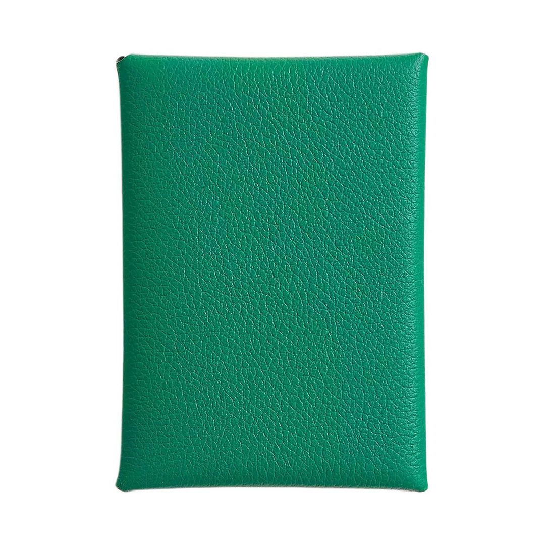 Hermes Hermes Calvi Duo Evercolor Calfskin Card Holder Regular Women's U4 Vert Vertigo Iridescent Green