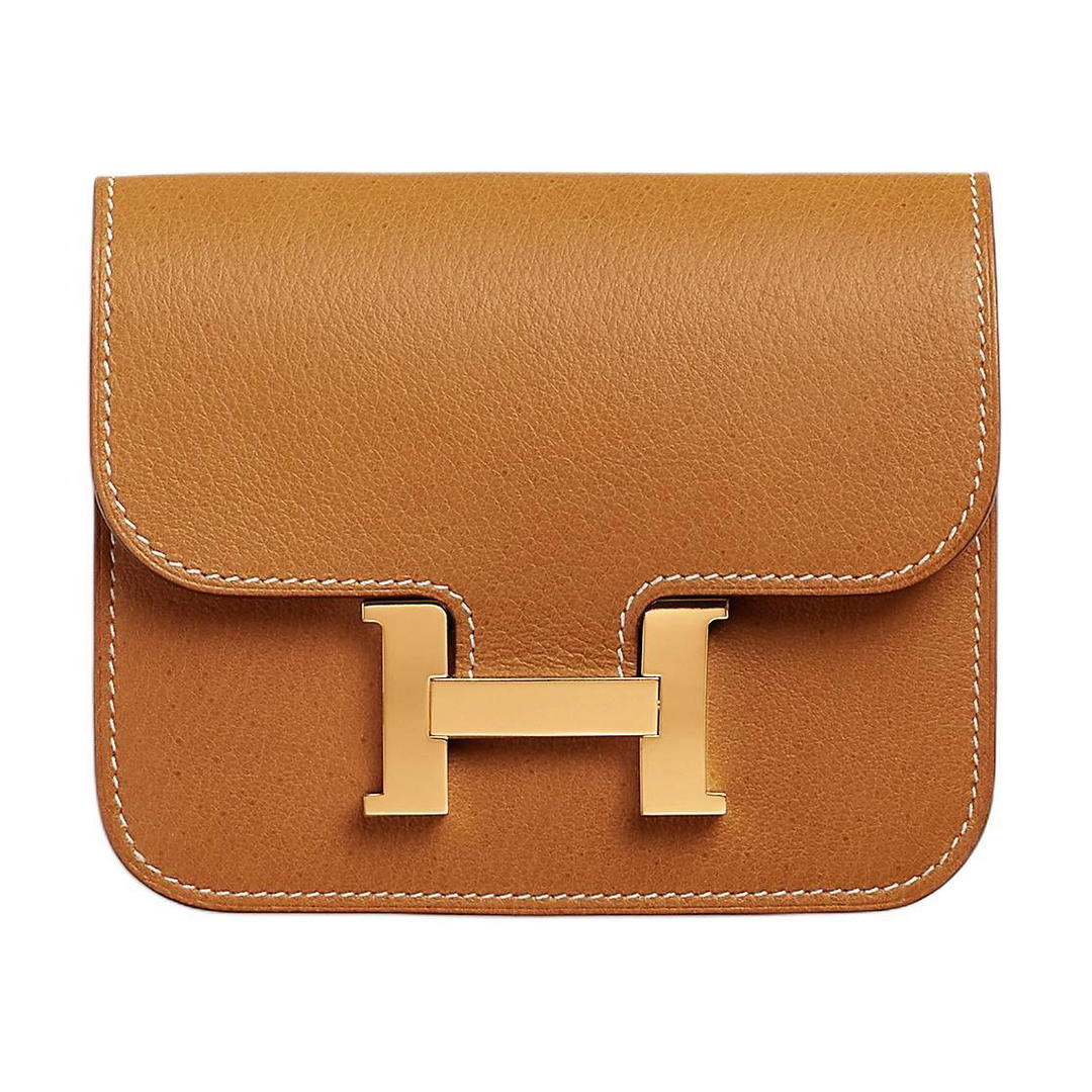 Hermes Hermes Constance Slim Pigskin Wallet Women's 1H Toffee Brown