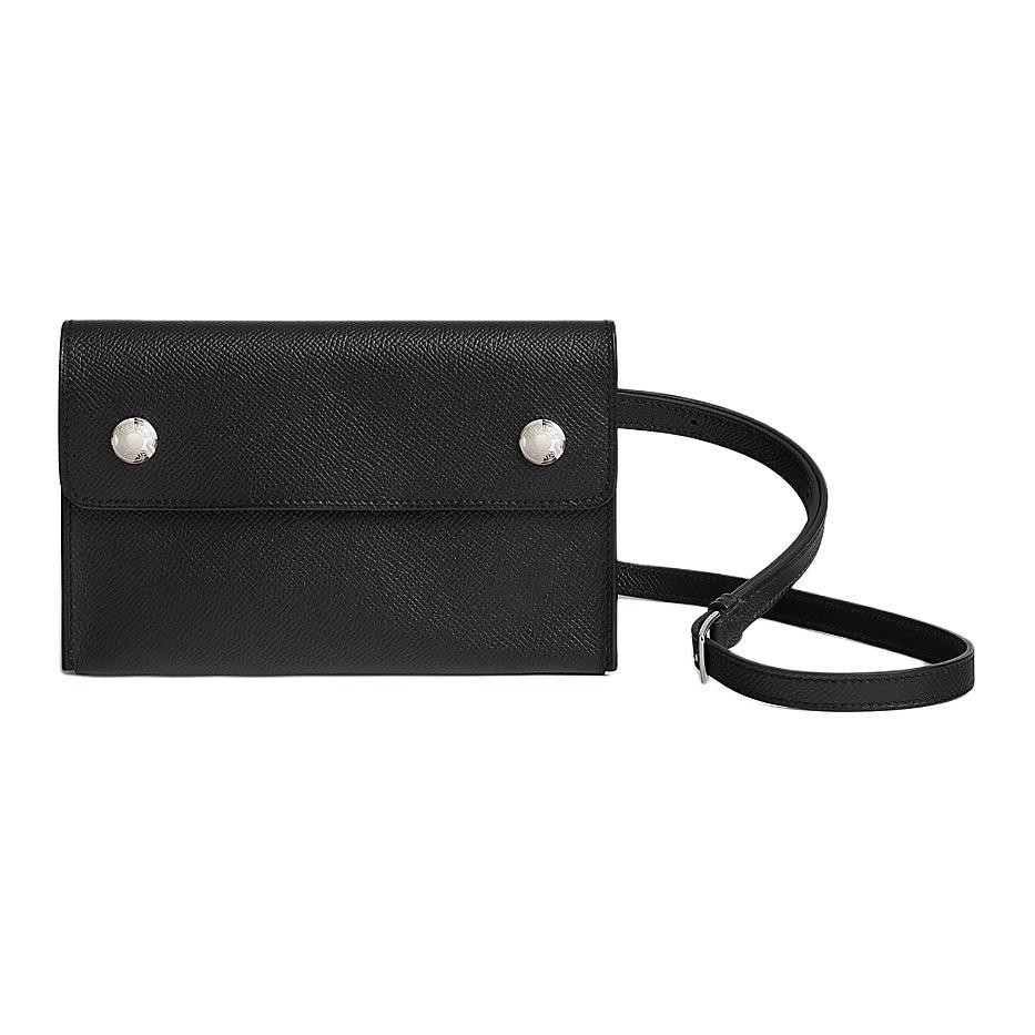 Hermes Hermes Epsom Calfskin Wallets Shoulder Bag Crossbody Bag Men's 89 Noir Black