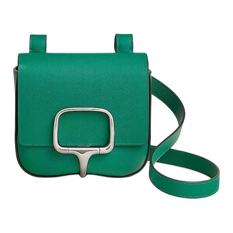 Hermes Hermes Della Cavalleria Epsom Calfskin Shoulder Bag Mini Women's U4 Vert Vertigo Dazzling Green & Velour Green