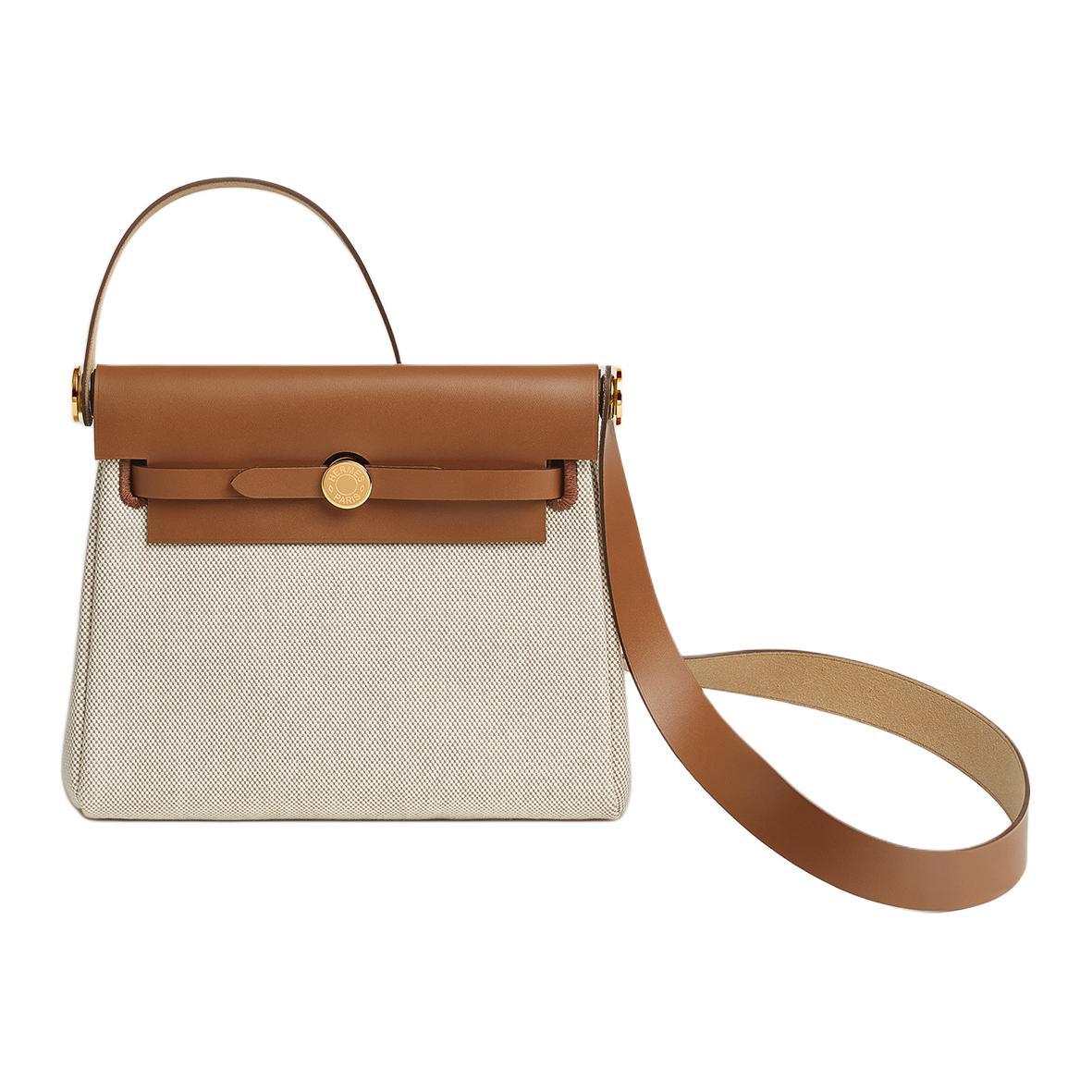 Hermes Hermes Canvas With Leather Crossbody Bag Shoulder Bag Mini Women's Gold Brown