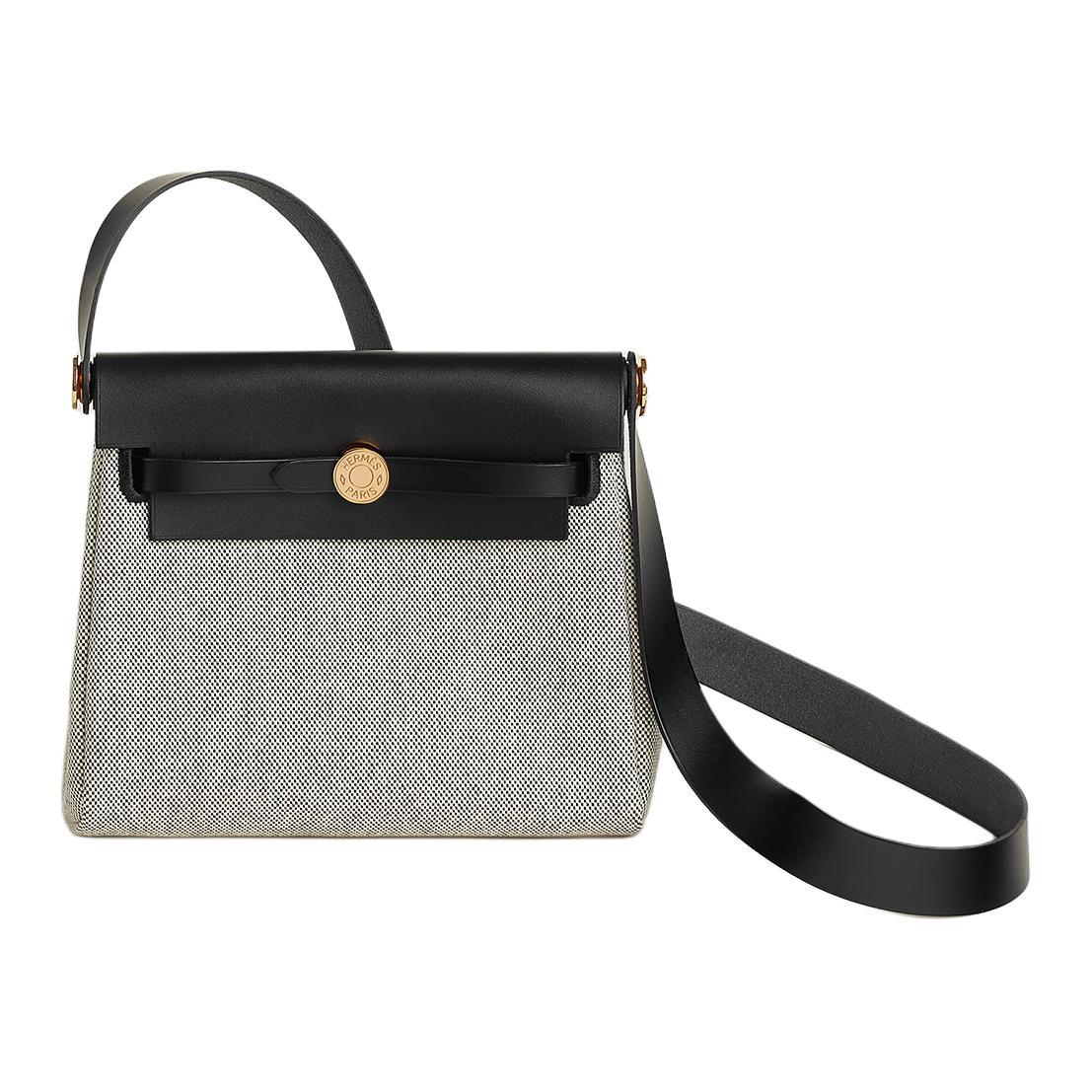 Hermes Hermes Canvas With Leather Crossbody Bag Shoulder Bag Mini Women's Black & Gray