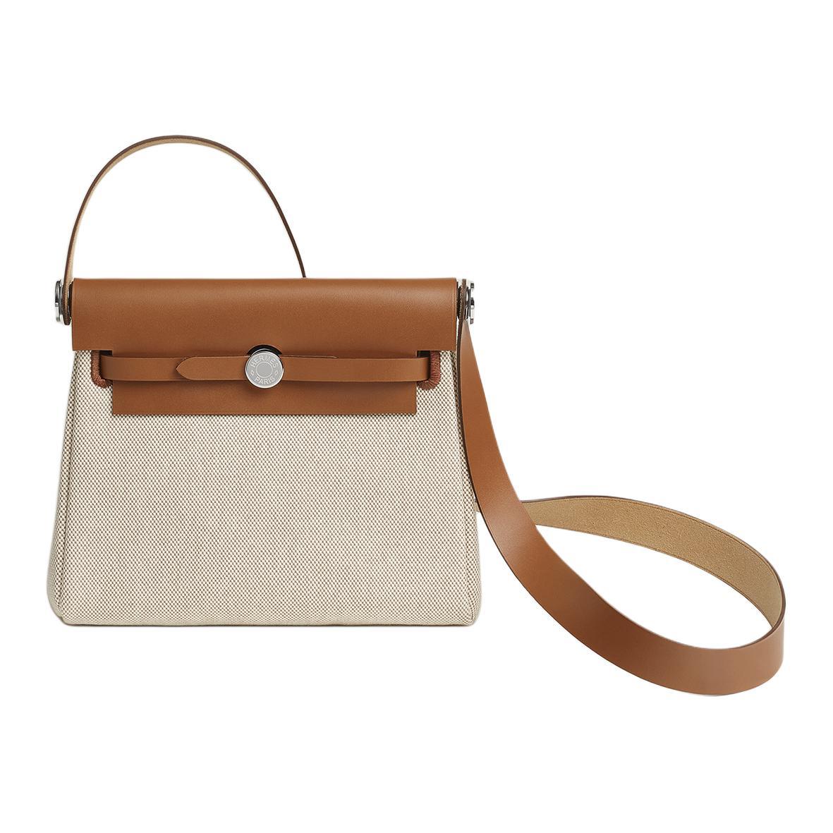 Hermes Hermes Canvas With Leather Crossbody Bag Shoulder Bag Mini Women's Gold Brown