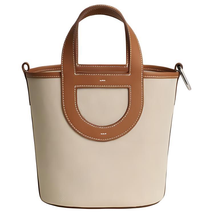 Hermes Hermes In The Loop Canvas With Swift Calfskin Vegetable Basket Pig Nose Bucket Bags Handbags Women's Light Beige
