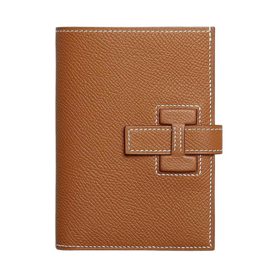 Hermes Hermes H Passant Epsom Leather Wallet Women's 37 Gold Brown