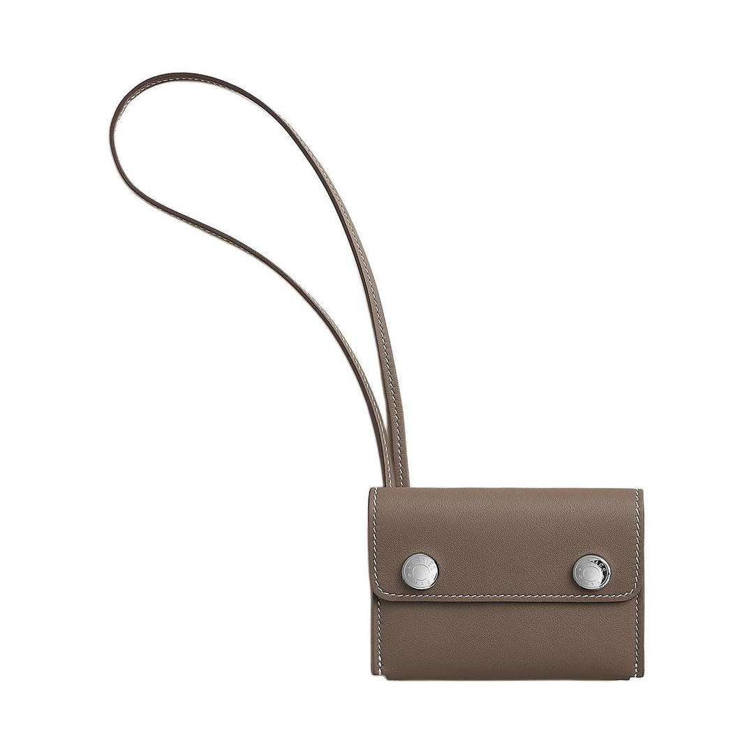 Hermes Hermes Hermèsnap Swift Calfskin Card Holder Regular Women's 18 Etoupe Elephant Gray