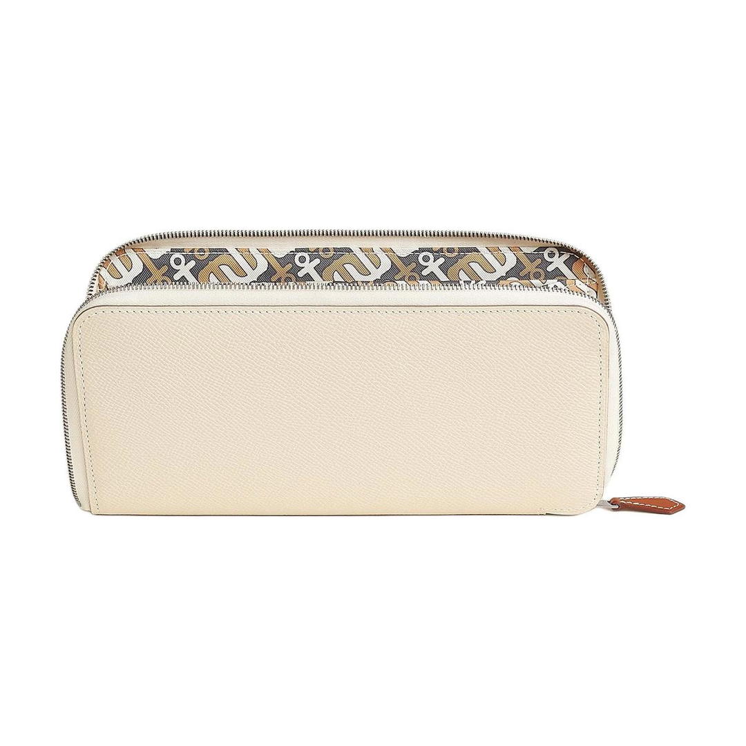 Hermes Hermes Silk'In Epsom Calfskin Long Wallets Women's Chalk White