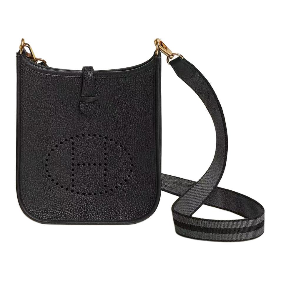 Hermes Hermes Evelyne Clemence Bullock Leather Crossbody Bag Shoulder Bag Unisex Black