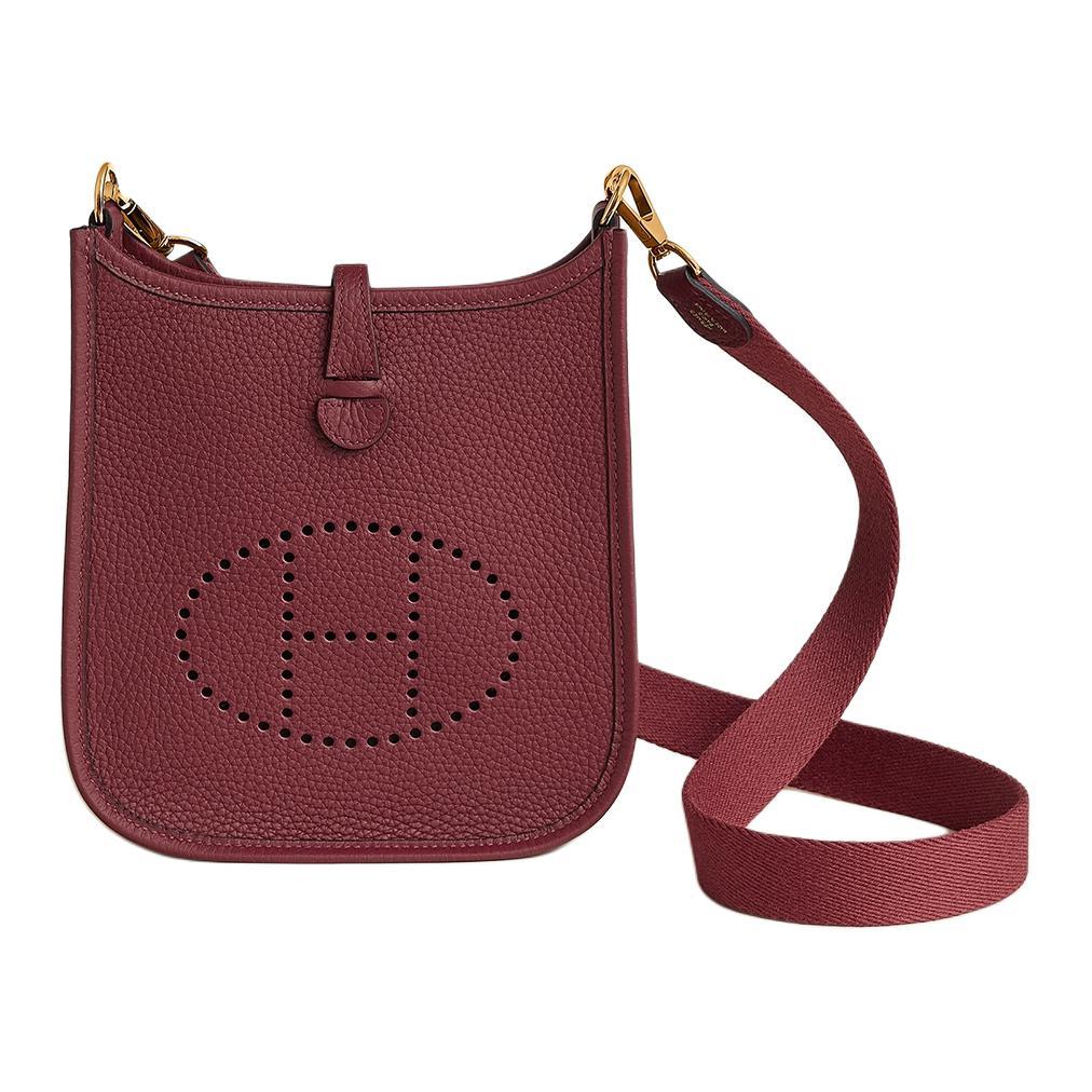 Hermes Hermes Evelyne Clemence Calfskin Shoulder Bag, Crossbody Bag Mini Women's Hermes Red
