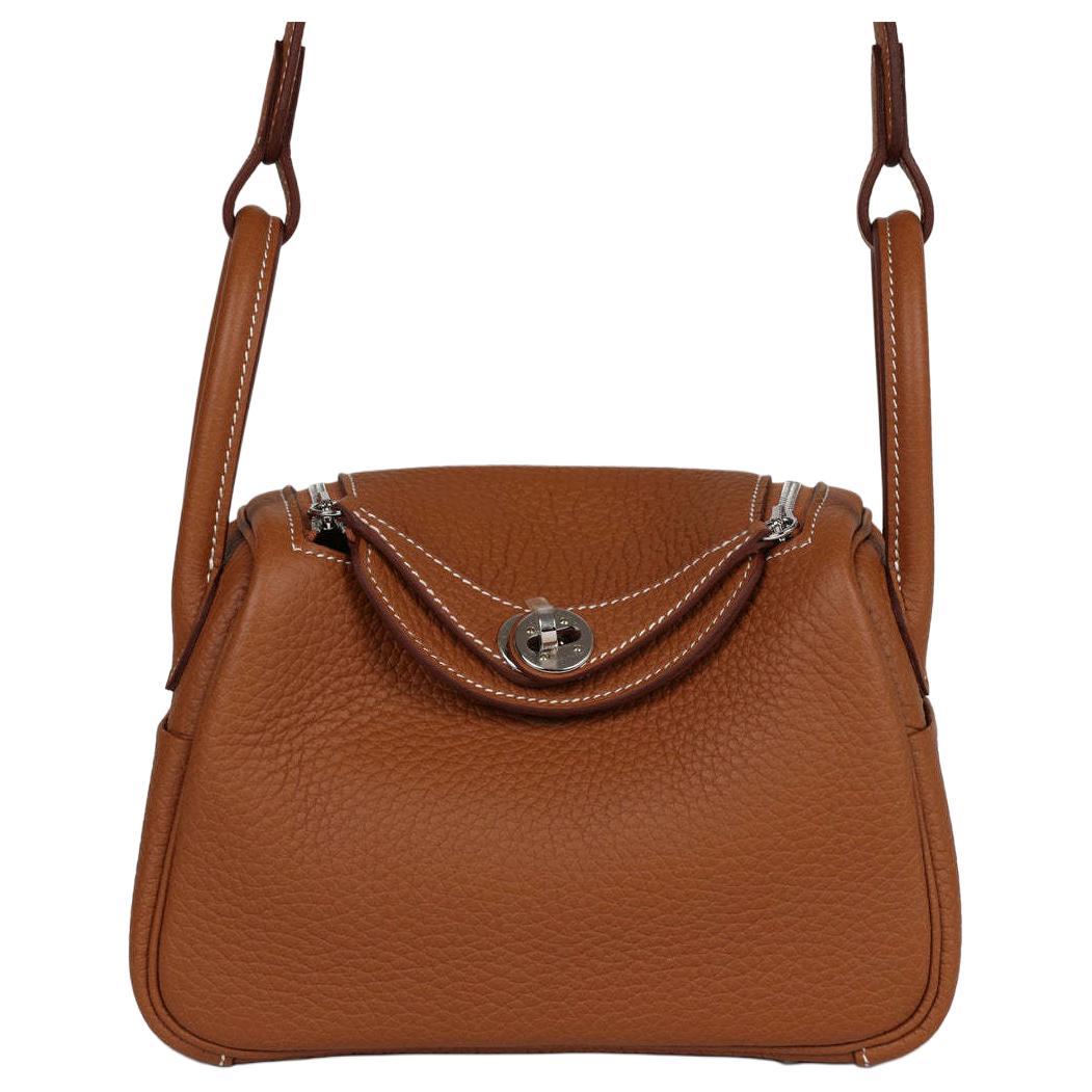 Hermes Hermes Lindy Clemence Bullock Leather Handbag Shoulder Bag Crossbody Bag Mini Women's 37 Gold Gold Brown