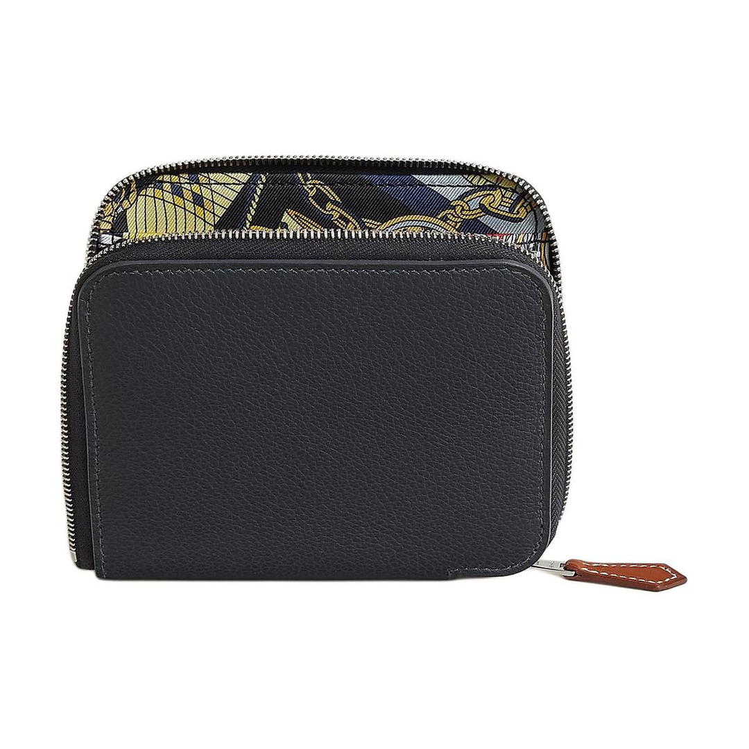 Hermes Hermes Silk'In Evercolor & Barenia Calfskin Wallet Women's Black & Yellow