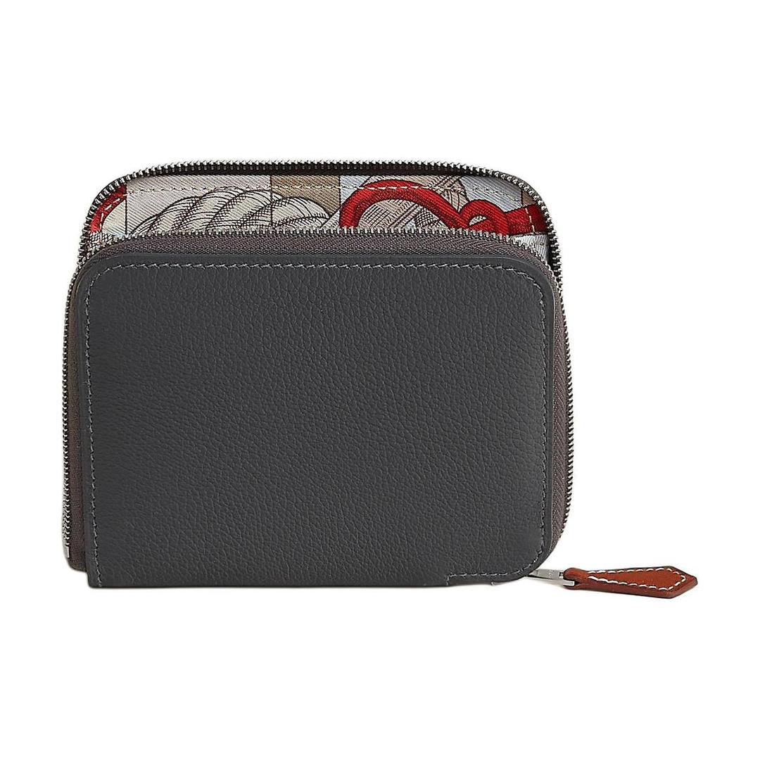 Hermes Hermes Silk'In Evercolor & Barenia Calfskin Wallet Regular Women's Slate & Powder & Light Gray