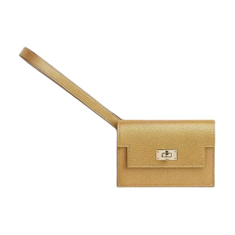 Hermes Hermes Kelly Pocket Chamkilight Goatskin Wallet Women's Gold