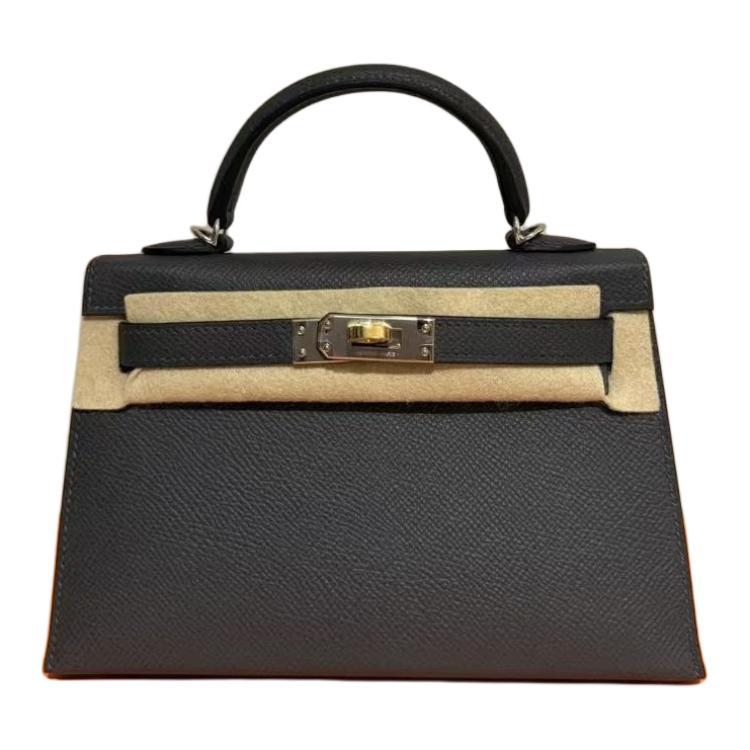 Hermes Hermes Mini Kelly 2nd Generation Epson Cow Leather Shoulder Bag, Crossbody Bag, Handbag Mini Women's 89 Noir Black
